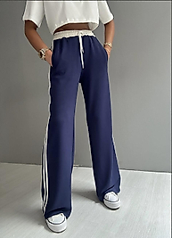 Lacivert Yan Şeritli Modal Eşofman Altı