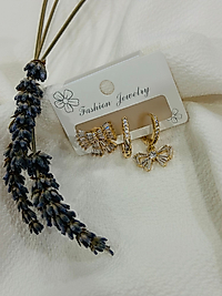 Pirinç Gold 3lü küpe seti