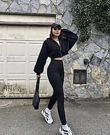 Yüksek Bel Konforlu Bilek Hizasında Tayt Siyah Renk